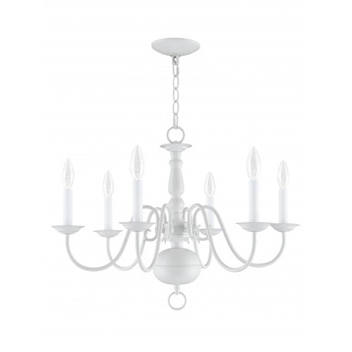 6 Light White Chandelier Livex