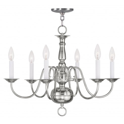 6 Light Polished Nickel Chandelier Livex