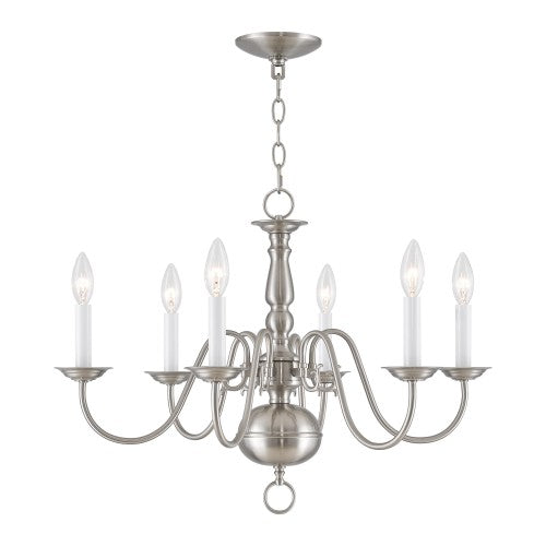 6 Light Brushed Nickel Chandelier Livex