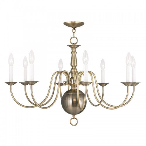 8 Light Antique Brass Chandelier Livex