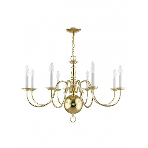 8 Light Polished Brass Chandelier Livex