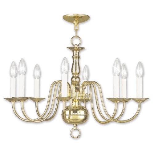 8 Light Polished Brass Chandelier Livex