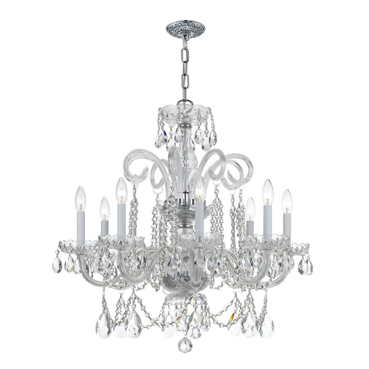 Traditional Crystal 8 Light Hand Cut Crystal Polished Chrome Chandelier Crystorama