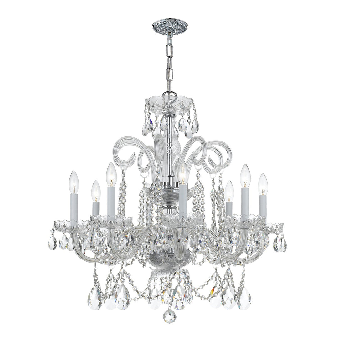 Traditional Crystal 8 Light Swarovski Strass Crystal Polished Chrome Chandelier Crystorama