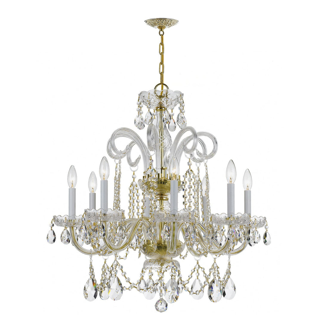 Traditional Crystal 8 Light Swarovski Strass Crystal Polished Brass Chandelier Crystorama