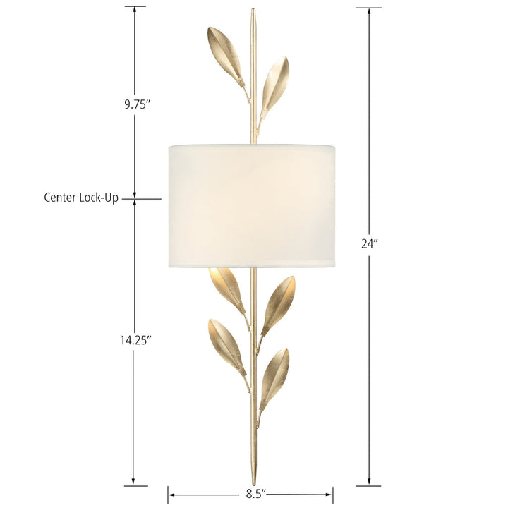 Broche 2 Light Antique Gold Sconce Crystorama