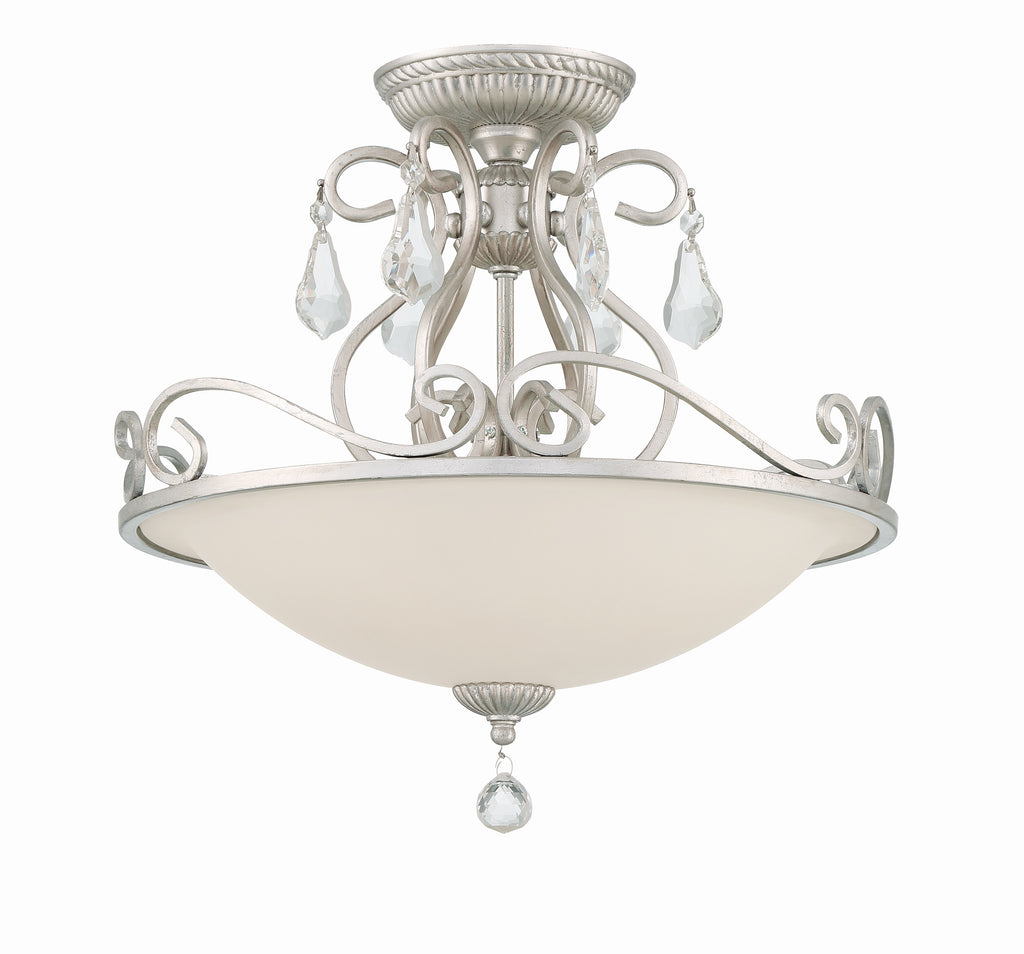 Crystorama Crystorama Ashton 3 Light Hand Cut Crystal Olde Silver Semi Flush Mount