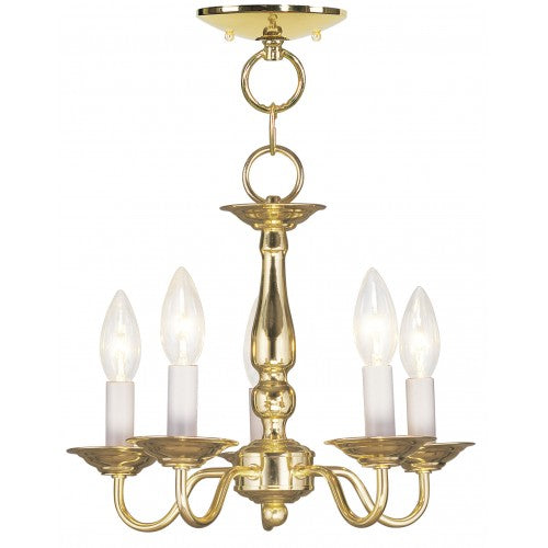 5 Light Polished Brass Chain Hang/Ceiling Mount Livex