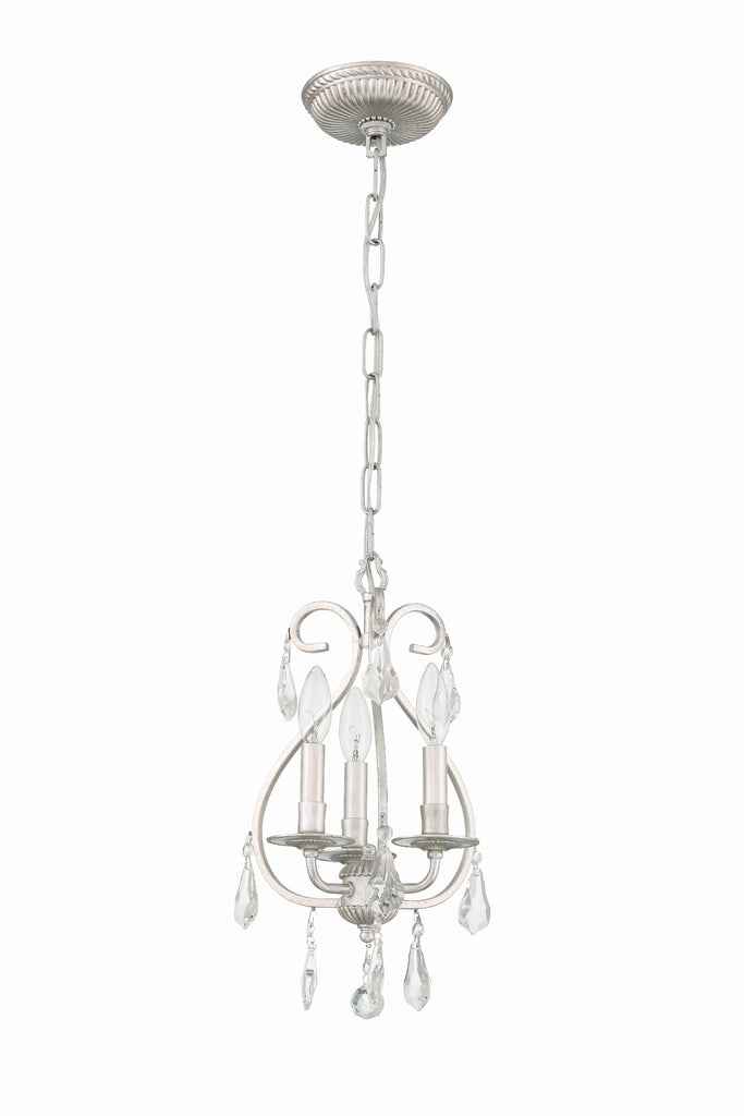 Ashton 3 Light Hand Cut Crystal Olde Silver Mini Chandelier Crystorama