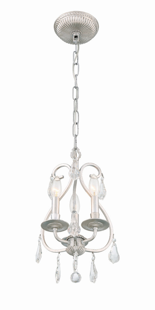 Ashton 3 Light Hand Cut Crystal Olde Silver Mini Chandelier Crystorama