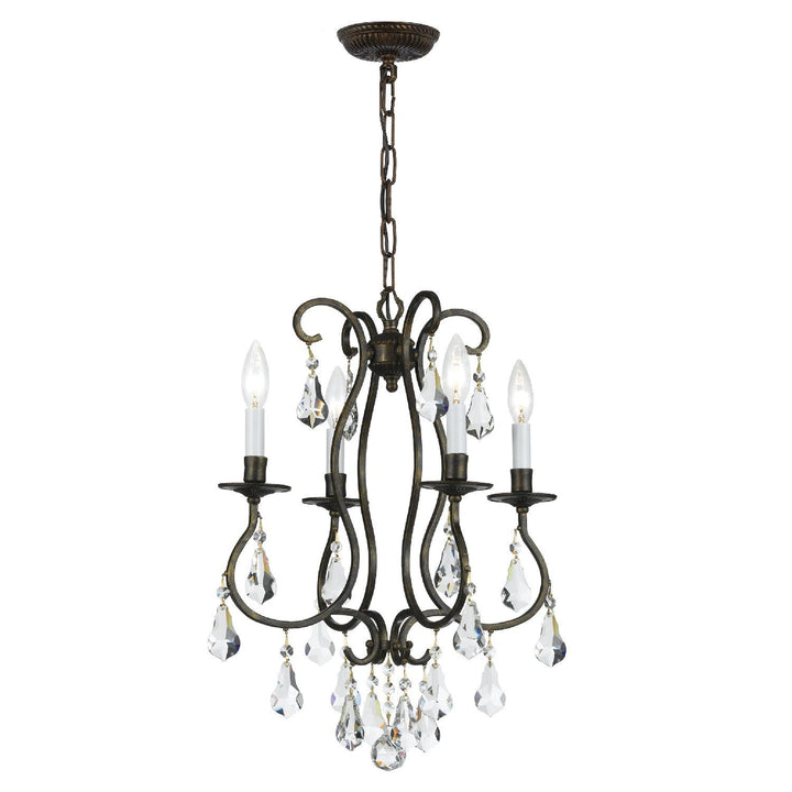 Ashton 4 Light Hand Cut Crystal English Bronze Mini Chandelier Crystorama