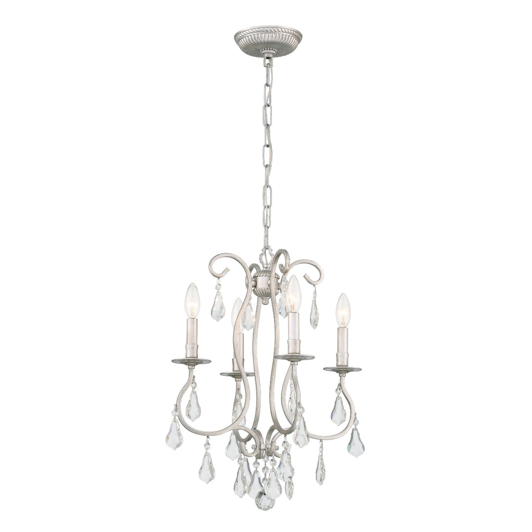 Ashton 4 Light Hand Cut Crystal Olde Silver Mini Chandelier Crystorama