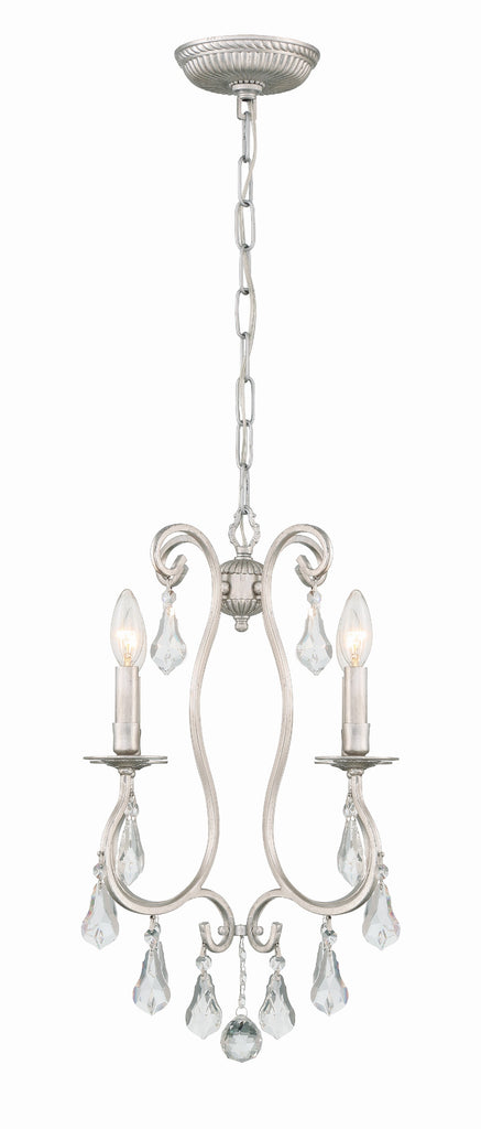 Ashton 4 Light Hand Cut Crystal Olde Silver Mini Chandelier Crystorama