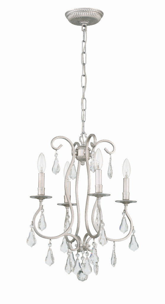 Ashton 4 Light Hand Cut Crystal Olde Silver Mini Chandelier Crystorama