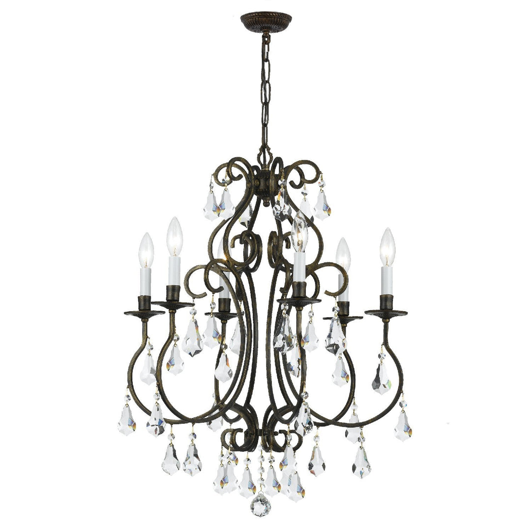 Ashton 6 Light Swarovski Strass Crystal English Bronze Chandelier Crystorama