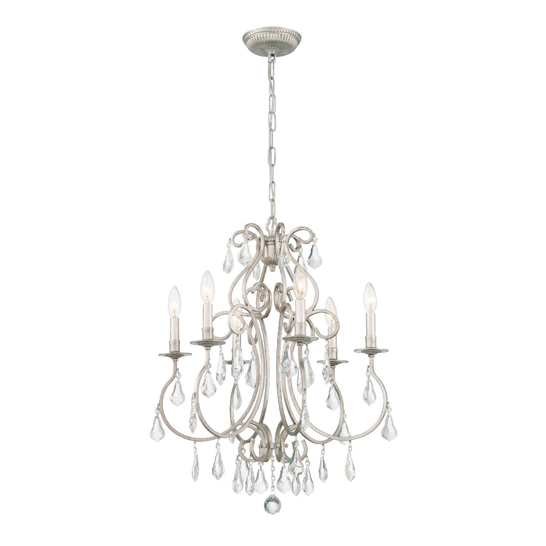 Ashton 6 Light Hand Cut Crystal Olde Silver Chandelier Crystorama