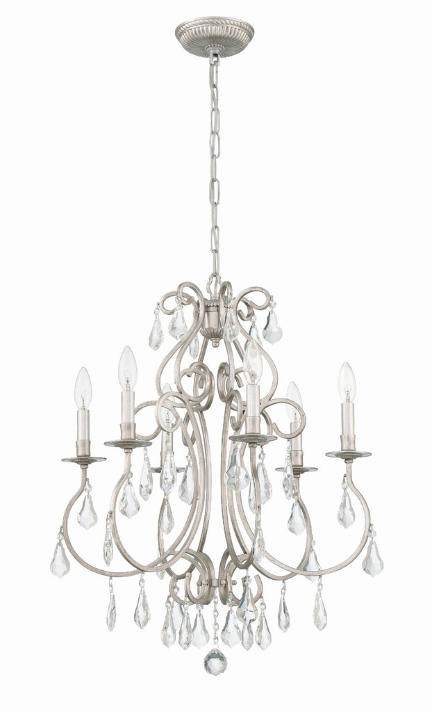 Ashton 6 Light Hand Cut Crystal Olde Silver Chandelier Crystorama