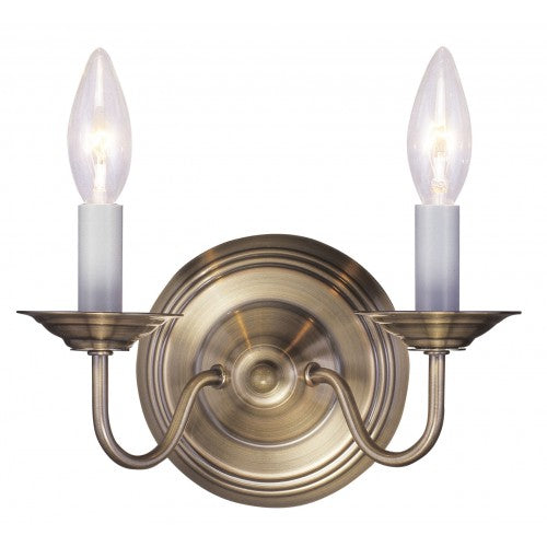 2 Light Antique Brass Wall Sconce Livex