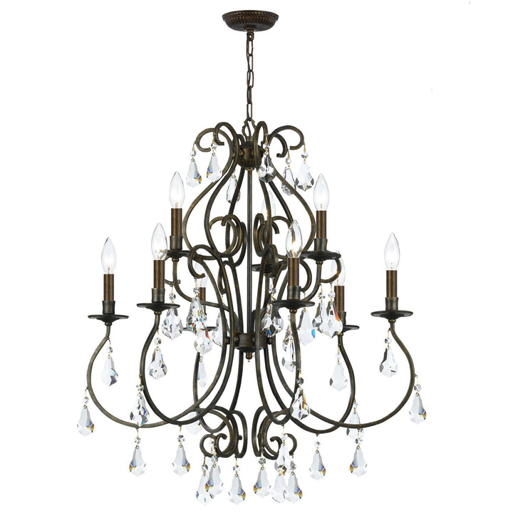 Ashton 9 Light Hand Cut Crystal English Bronze Chandelier Crystorama