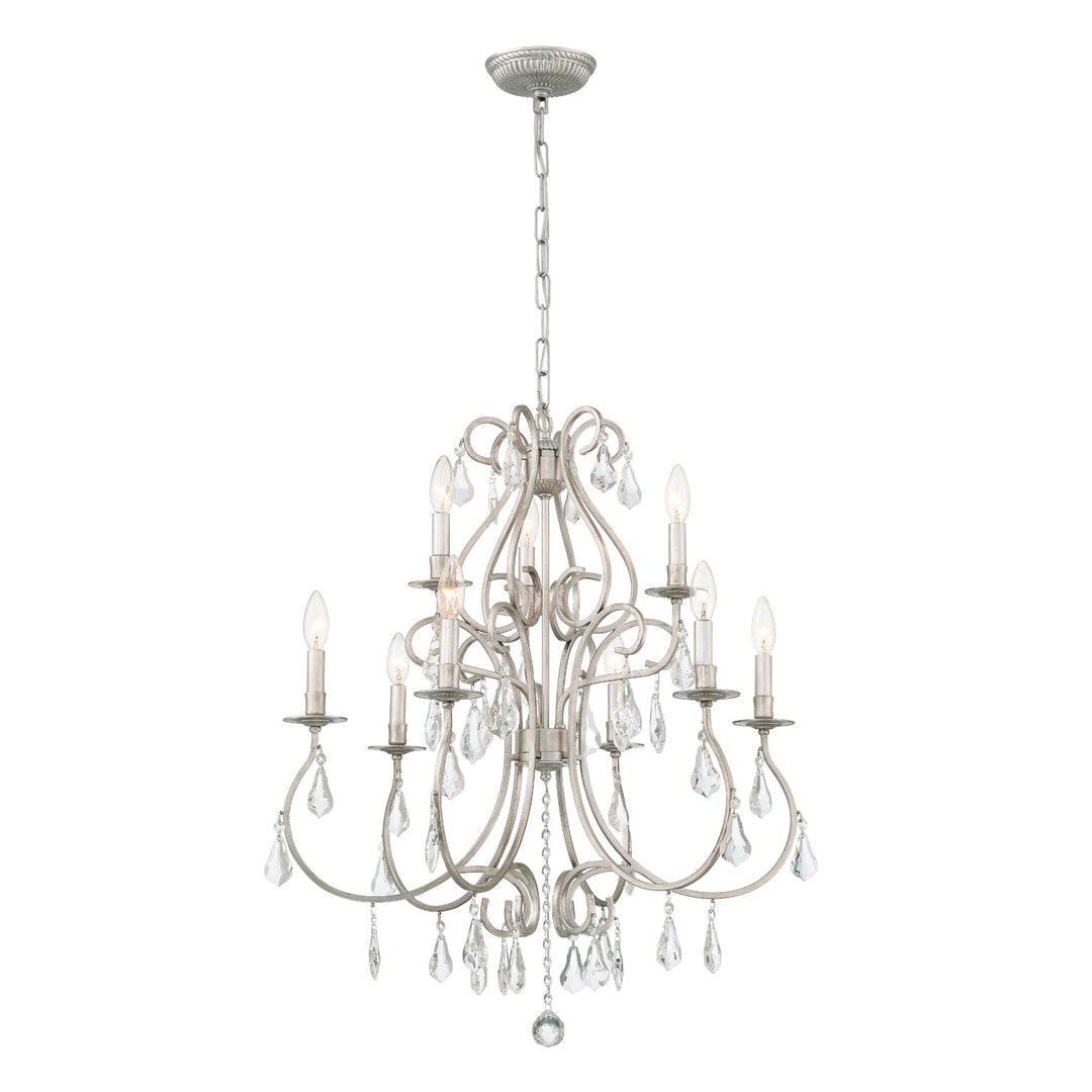 Ashton 9 Light Hand Cut Crystal Olde Silver Chandelier Crystorama