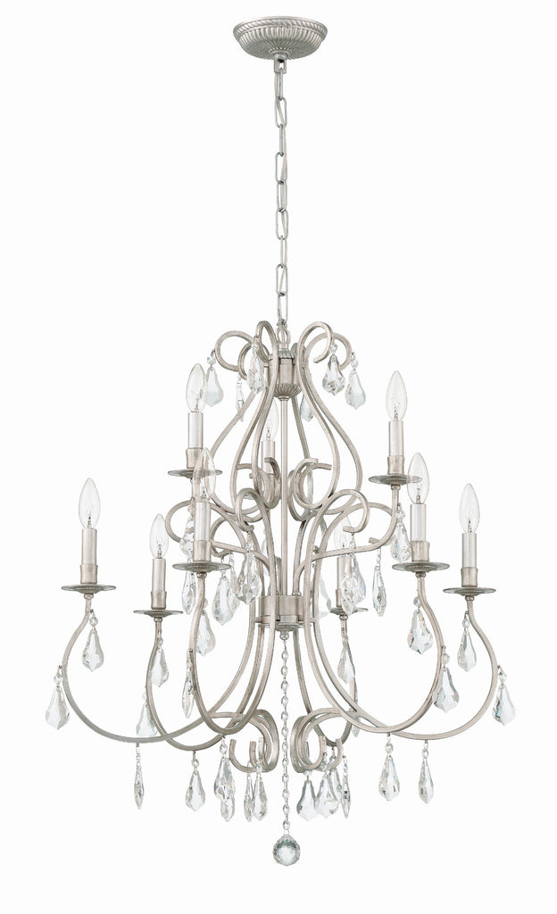 Ashton 9 Light Hand Cut Crystal Olde Silver Chandelier Crystorama