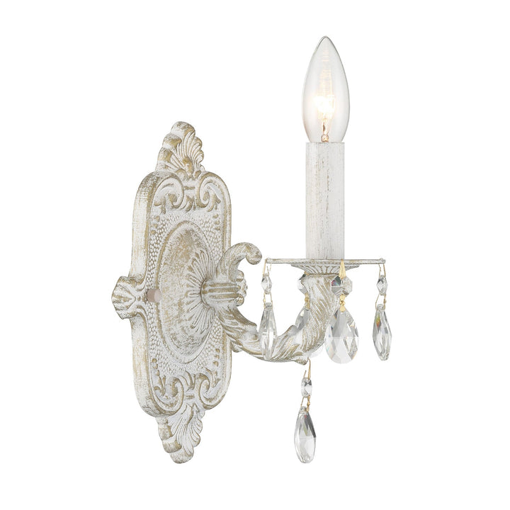 Paris Market 1 Light Clear Crystal Antique White Sconce Crystorama