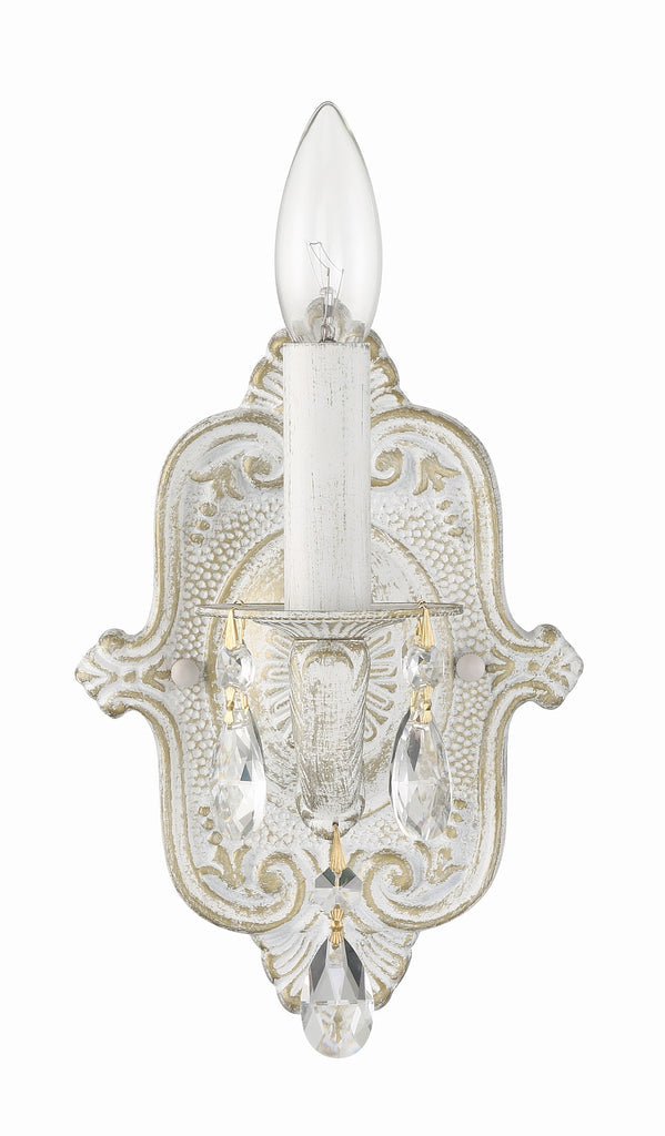 Paris Market 1 Light Clear Crystal Antique White Sconce Crystorama