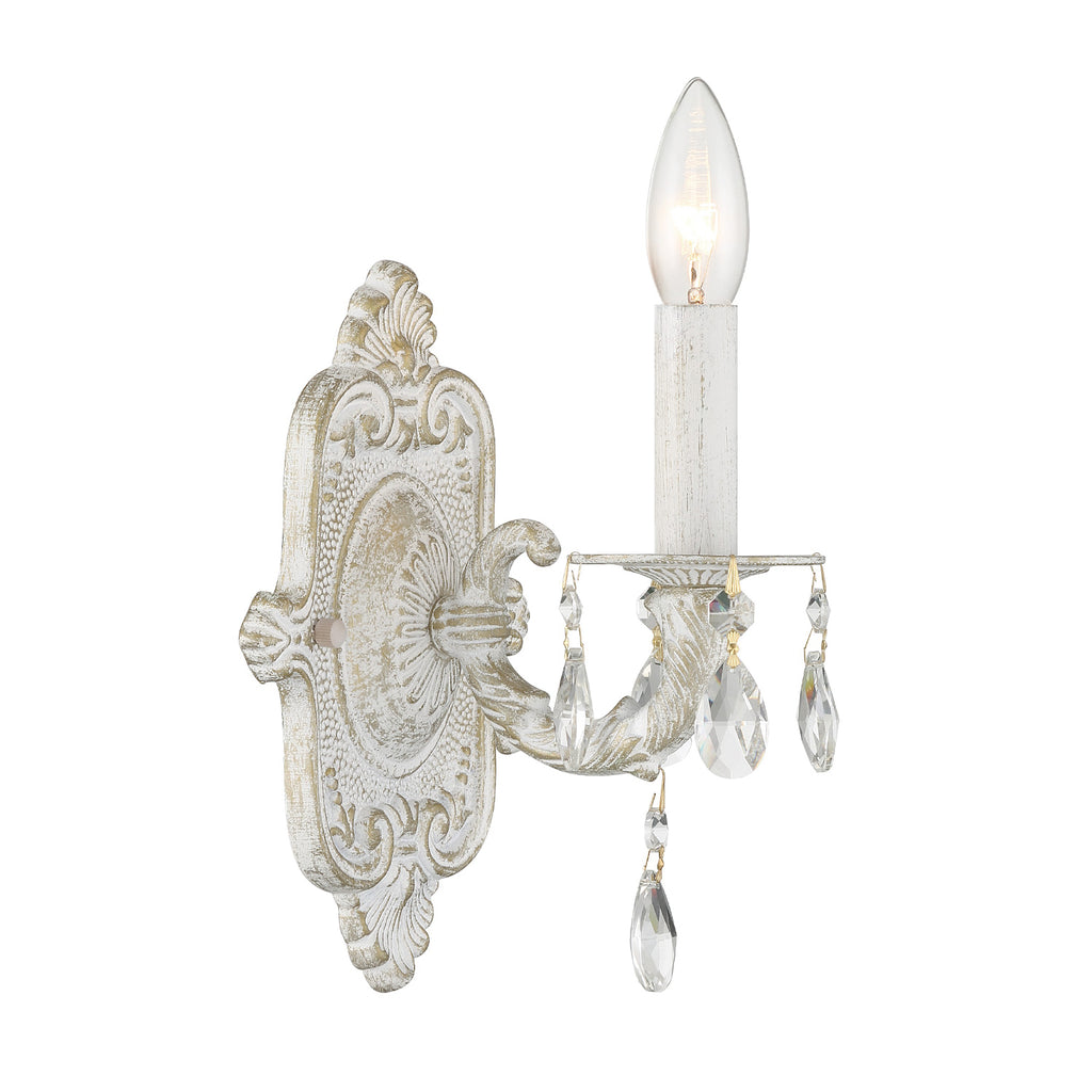 Paris Market 1 Light Swarovski Strass Crystal Antique White Sconce Crystorama