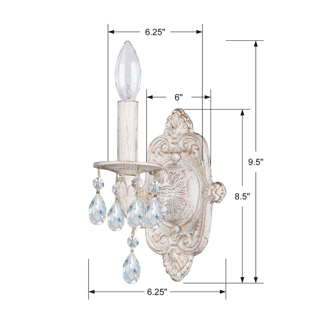 Paris Market 1 Light Spectra Crystal Antique White Sconce Crystorama