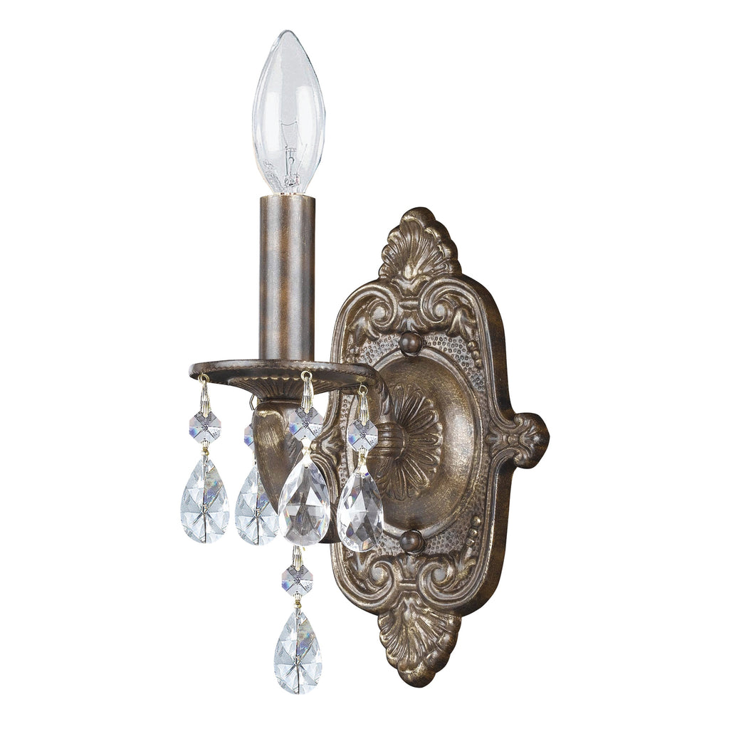 Paris Market 1 Light Rose Crystal Antique White Sconce Crystorama