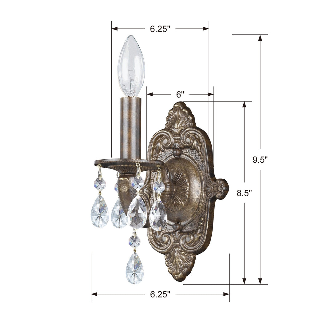 Paris Market 1 Light Swarovski Strass Crystal Venetian Bronze Sconce Crystorama