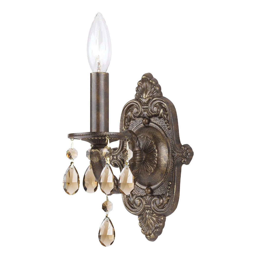 Crystorama Crystorama Paris Market 1 Light Golden Teak Swarovski Strass Crystal Venetian Bronze Sconce