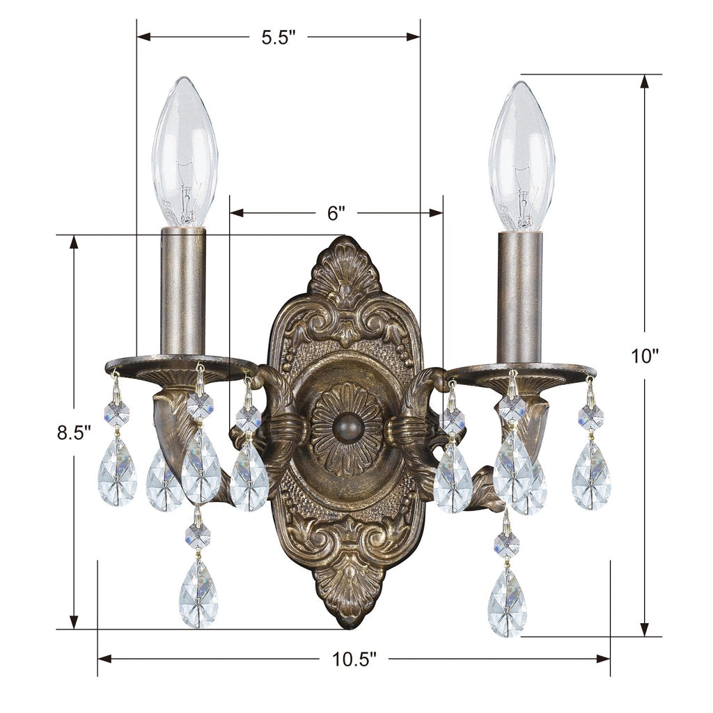 Paris Market 2 Light Spectra Crystal Venetian Bronze Sconce Crystorama