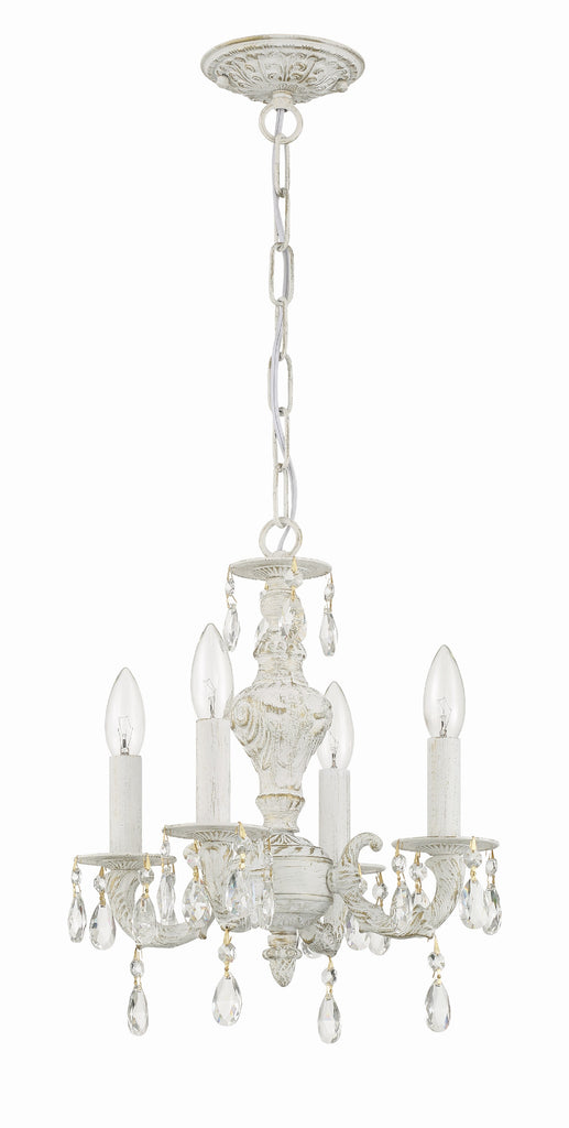 Paris Market 4 Light Clear Crystal Antique White Mini Chandelier Crystorama