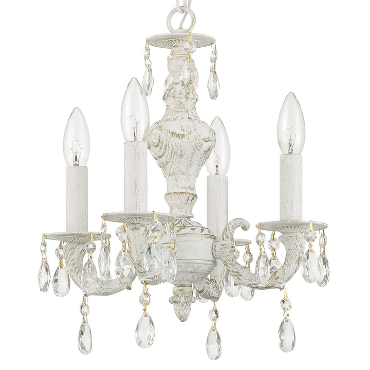 Paris Market 4 Light Clear Crystal Antique White Mini Chandelier Crystorama