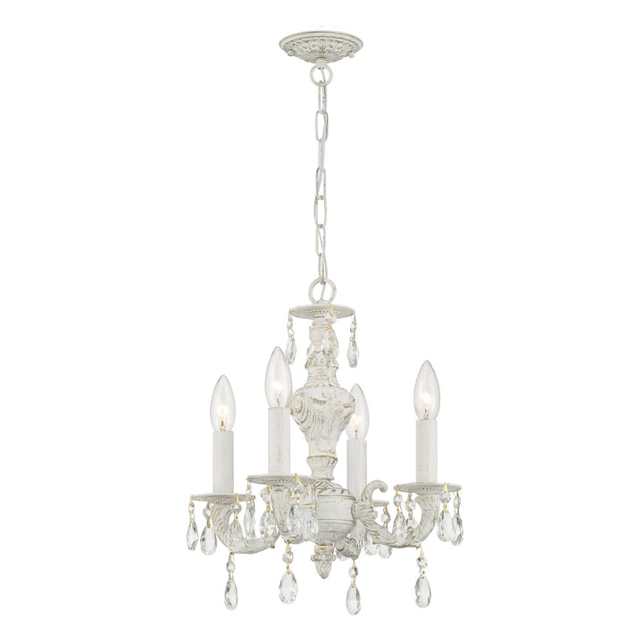 Paris Market 4 Light Spectra Crystal Antique White Mini Chandelier Crystorama