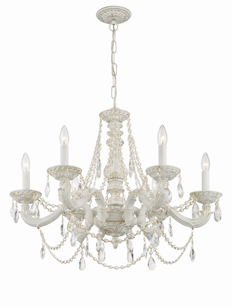 Paris Market 6 Light Clear Crystal Antique White Chandelier Crystorama