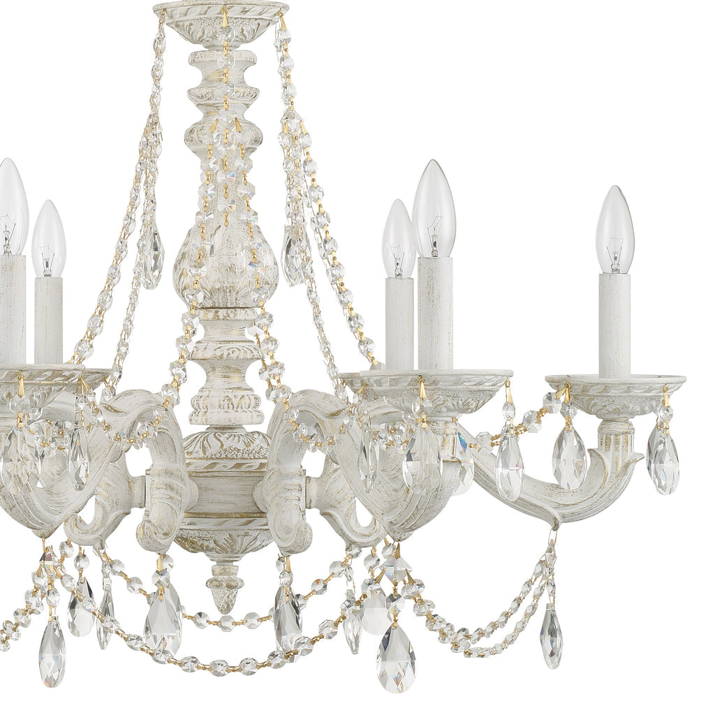 Paris Market 6 Light Clear Crystal Antique White Chandelier Crystorama