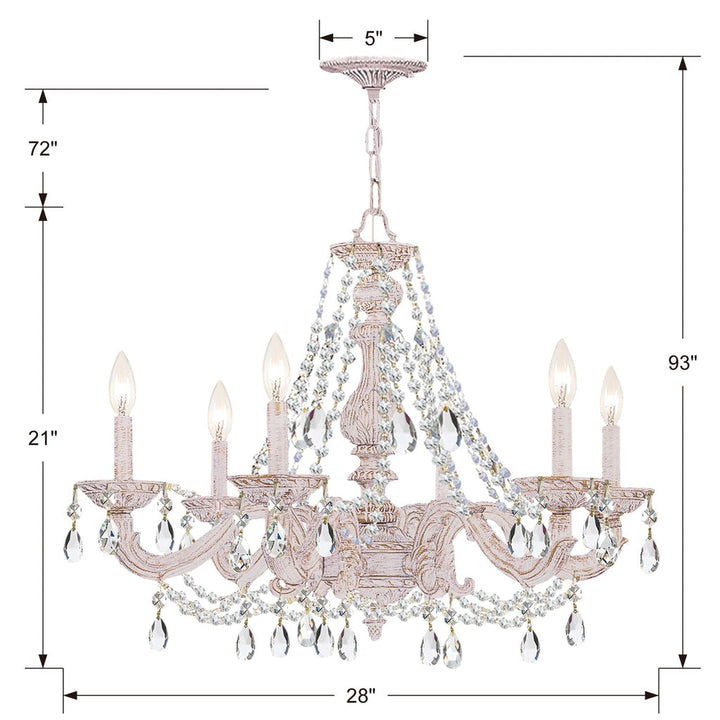 Paris Market 6 Light Spectra Crystal Antique White Chandelier Crystorama