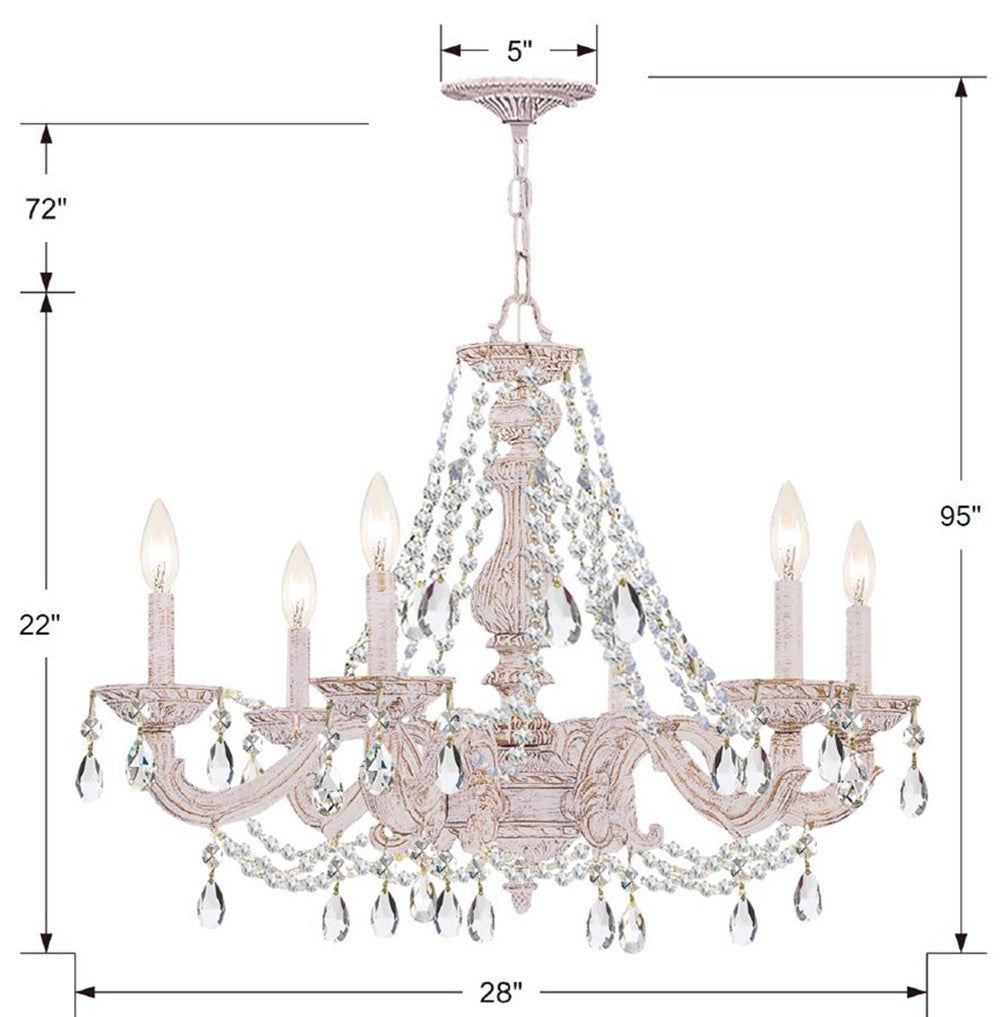 Paris Market 6 Light Swarovski Strass Crystal Antique White Chandelier Crystorama