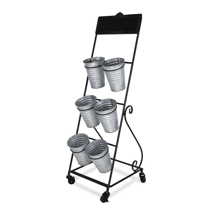 CHEUNGS Kalila 6 Pot Metal Rolling Cart | Chalkboard