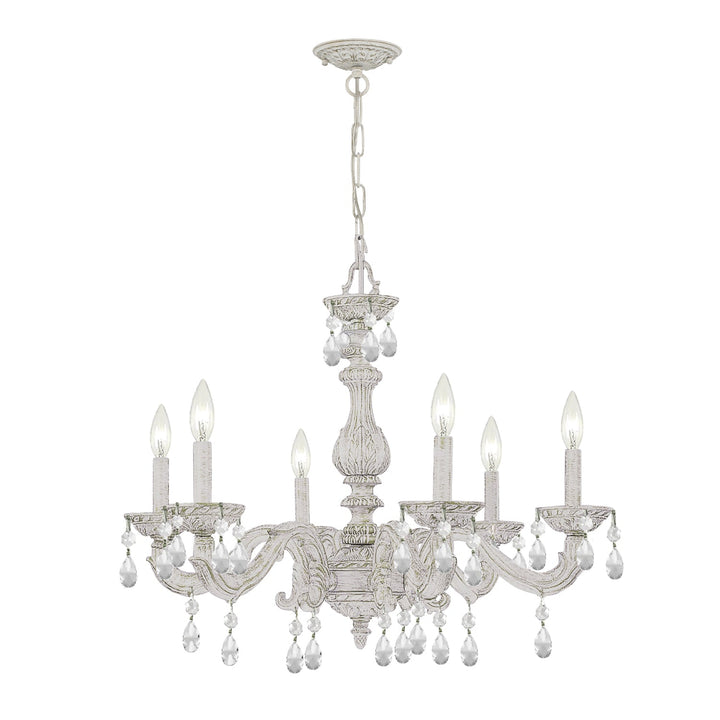 Paris Market 6 Light Clear Crystal Antique White Chandelier Crystorama