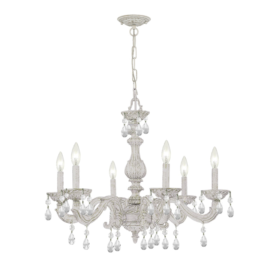 Paris Market 6 Light Spectra Crystal Antique White Chandelier Crystorama