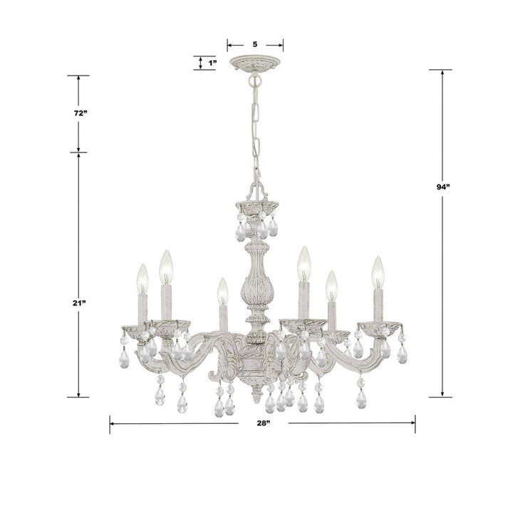 Paris Market 6 Light Spectra Crystal Antique White Chandelier Crystorama