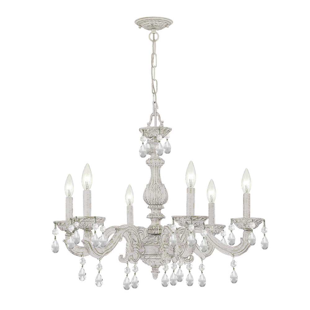 Paris Market 6 Light Swarovski Strass Crystal Antique White Chandelier Crystorama