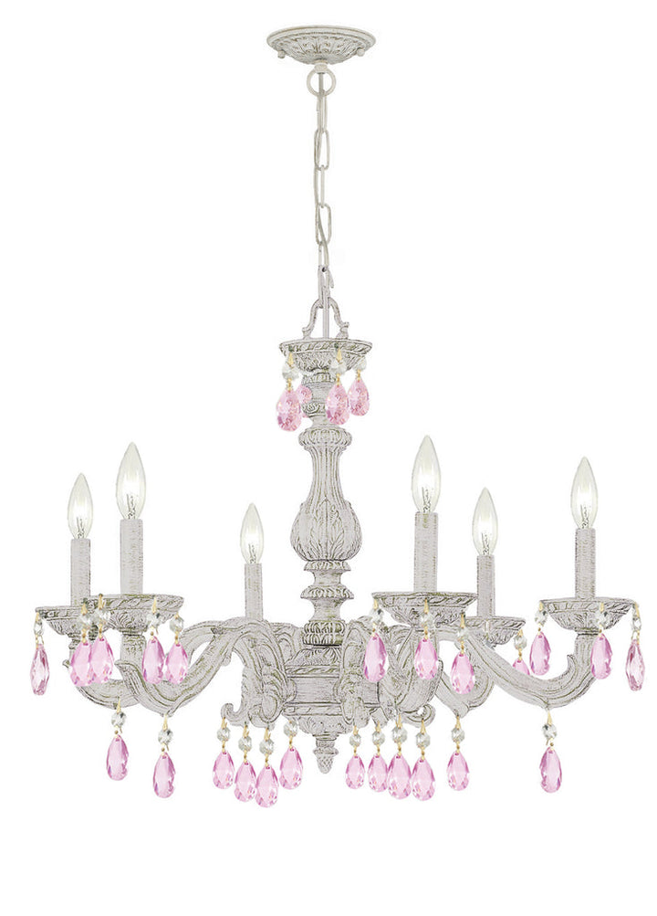 Paris Market 6 Light Clear Crystal Antique White Chandelier Crystorama