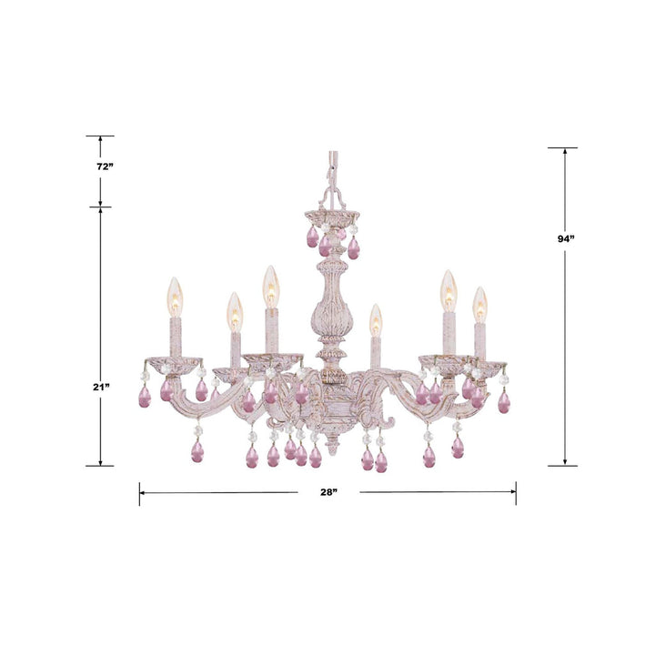 Paris Market 6 Light Clear Crystal Antique White Chandelier Crystorama