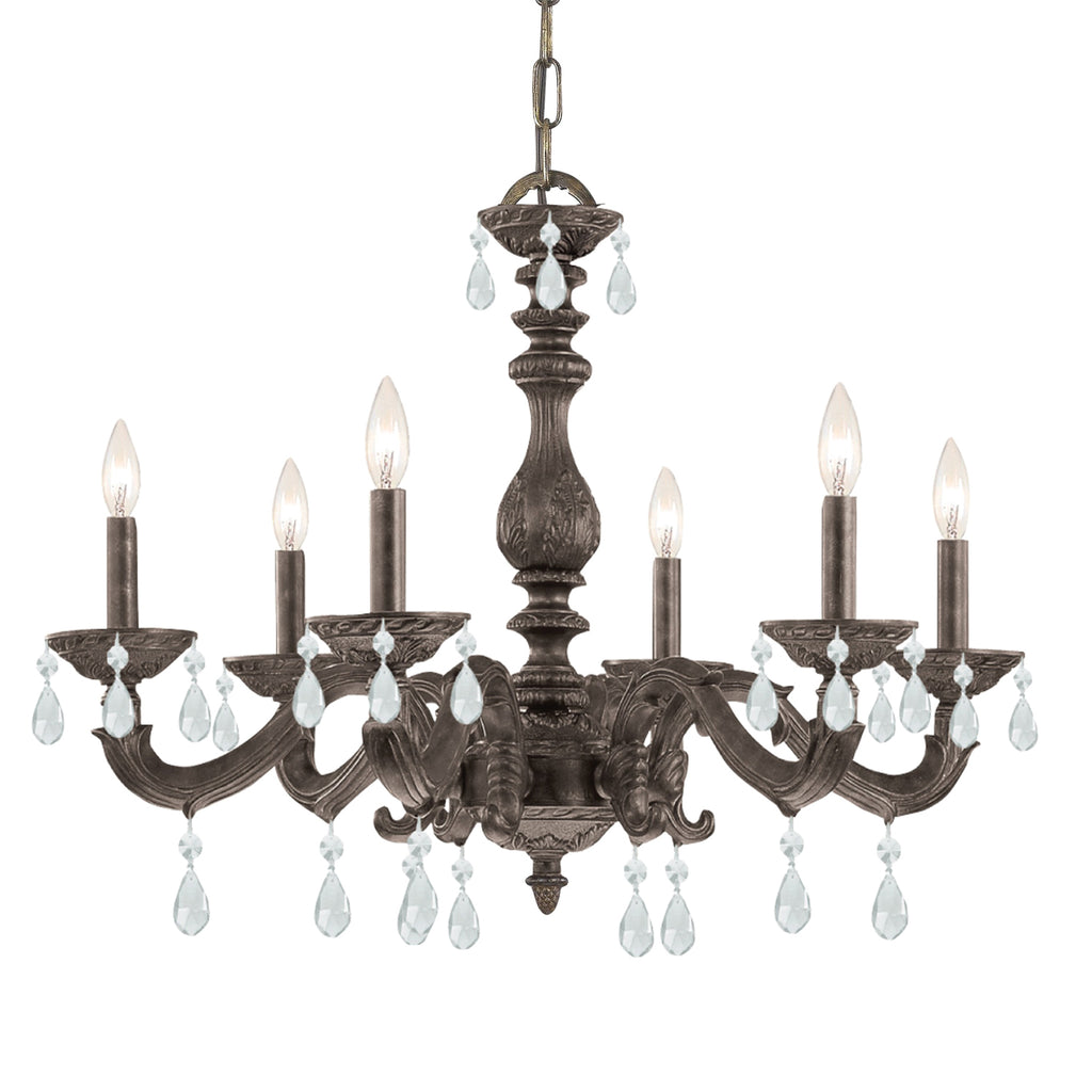 Paris Market 6 Light Clear Crystal Antique White Chandelier Crystorama