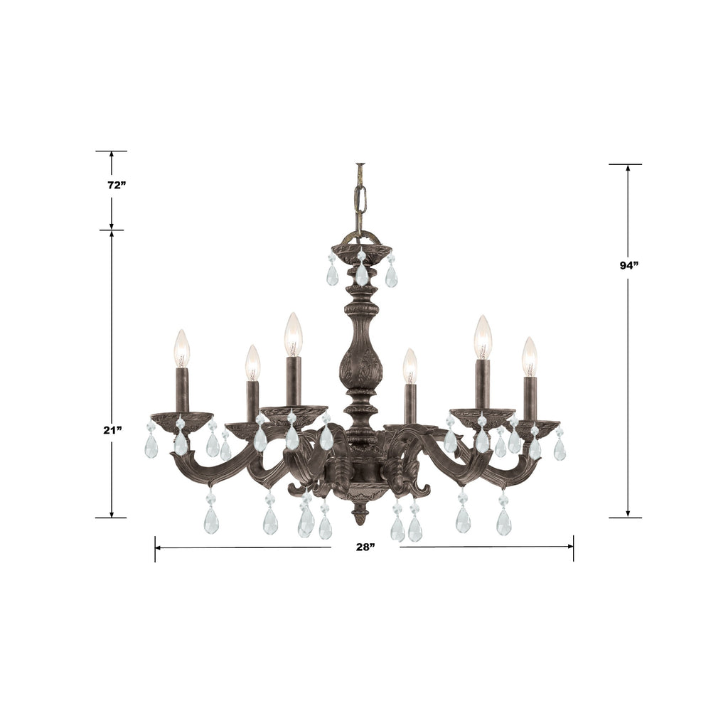 Paris Market 6 Light Clear Crystal Venetian Bronze Chandelier Crystorama