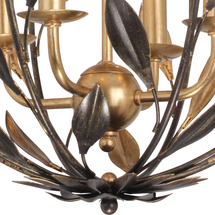 Broche 4 Light English Bronze + Antique Gold Sphere Mini Chandelier Crystorama